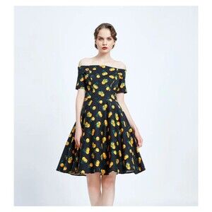 Miss Lulo Kim Mandarin Orange Swing Dress Pin up Rockabilly Retro 50s Size 4X